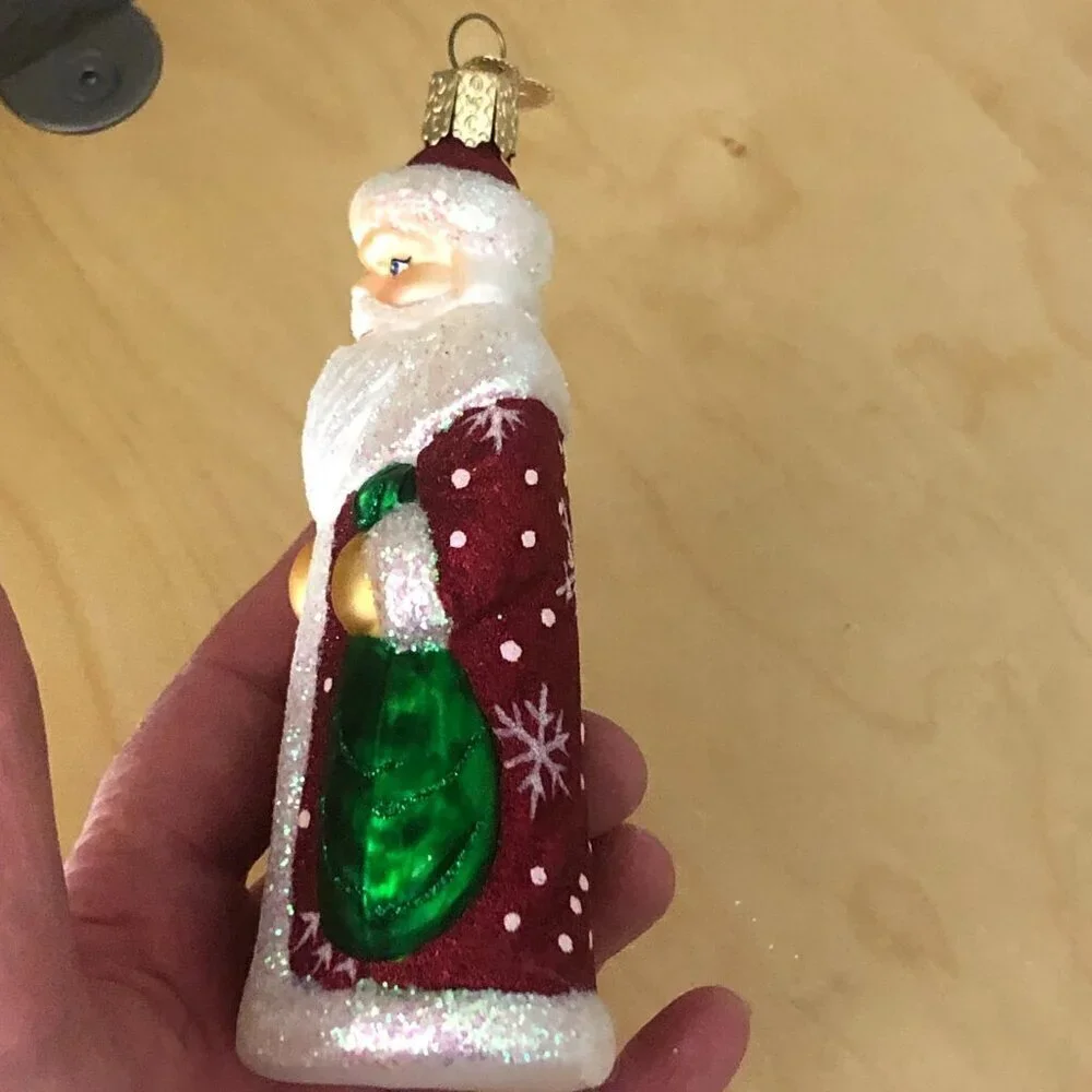 Neiman Marcus Old World Christmas German Santa Ornament Blown Glass European 5